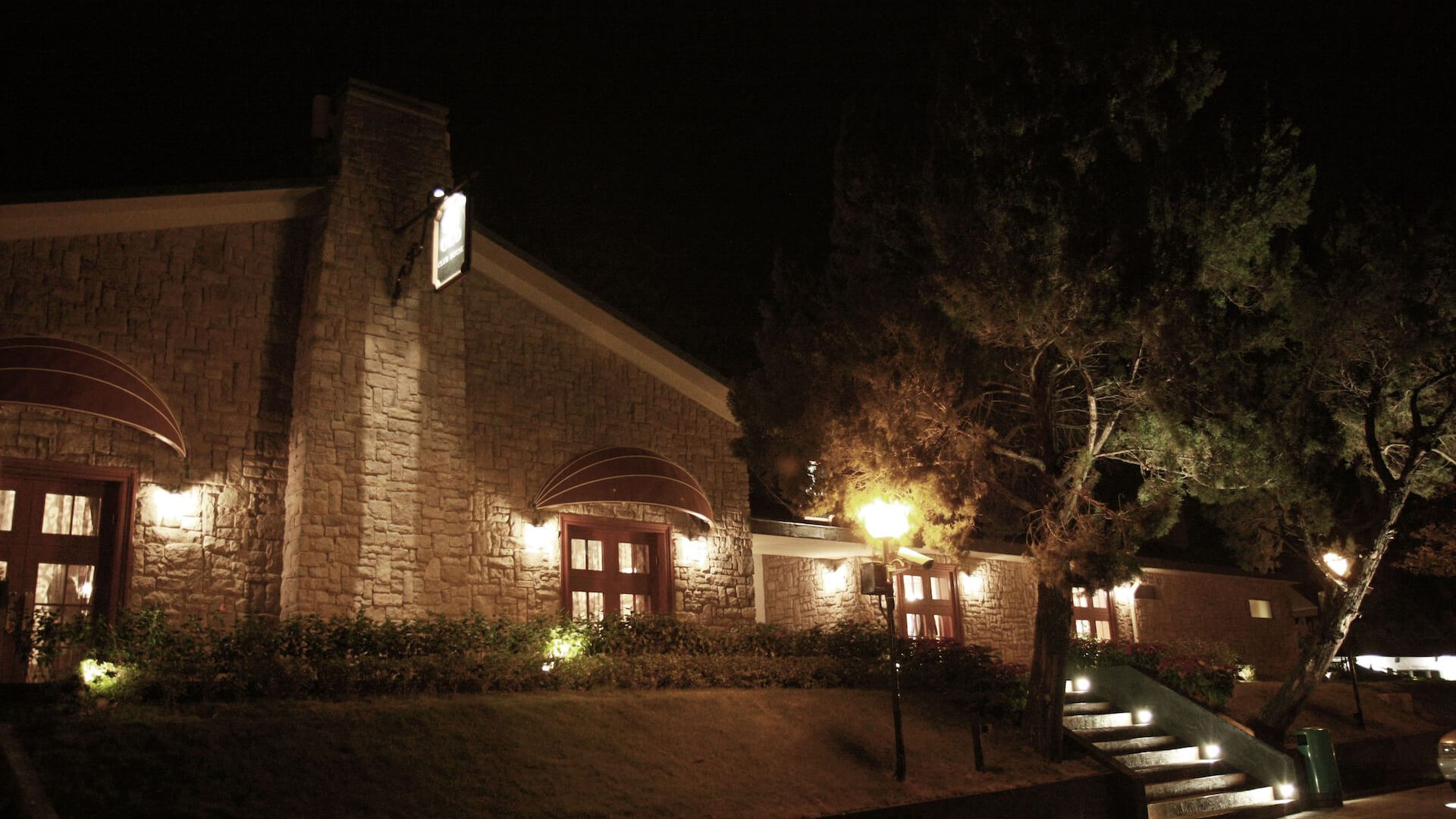 Revitalization of Old Clubhouse - Old Clubhouse Main Entrance at night